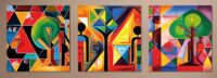 Abstract Acrylic Triptych